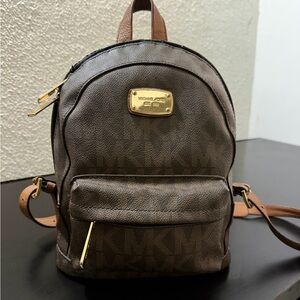 Michael Kors Tan and Gold Mini Backpack